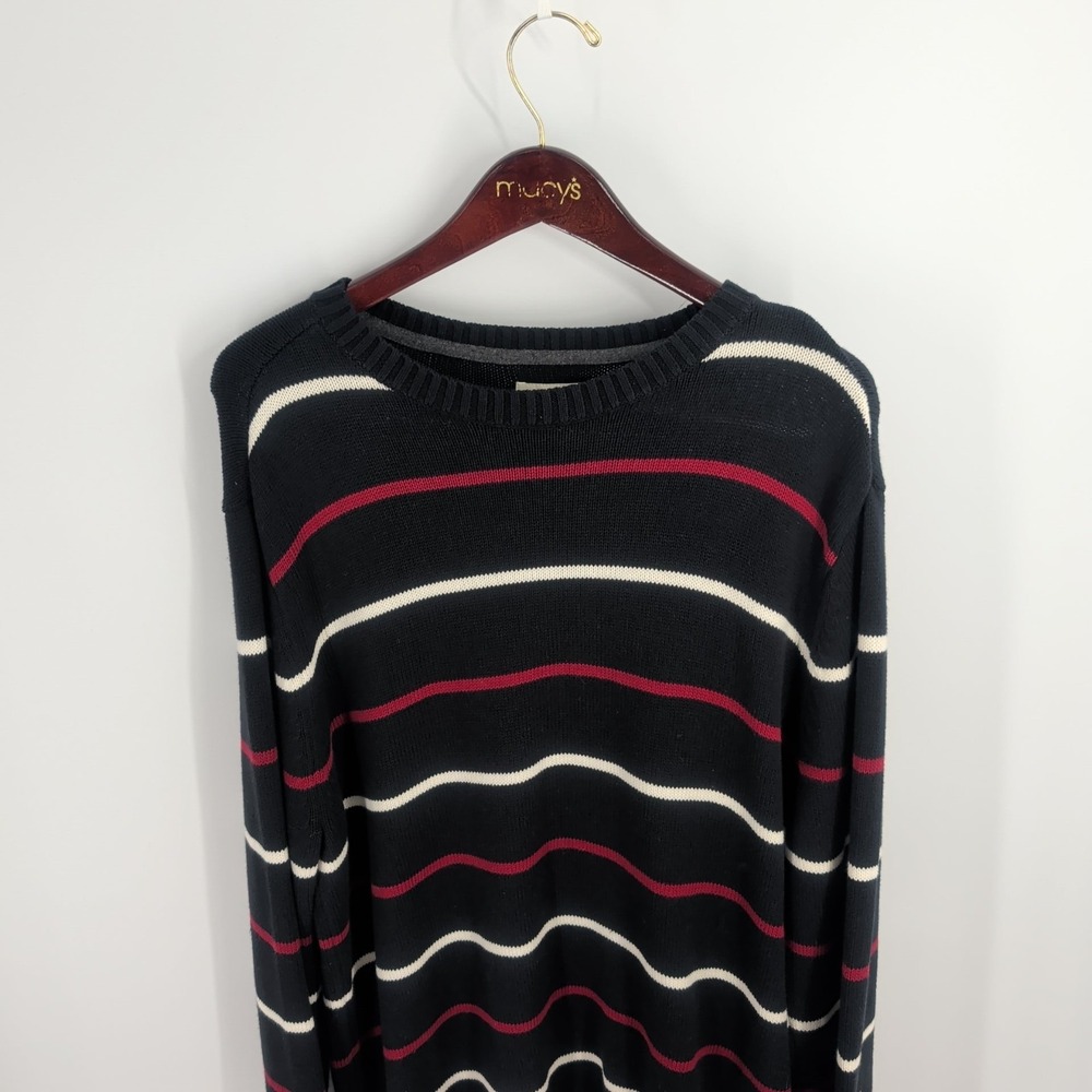 St. John's‎ Bay Long Sleeve Crew Neck Striped Pullover Sweater Black Size L